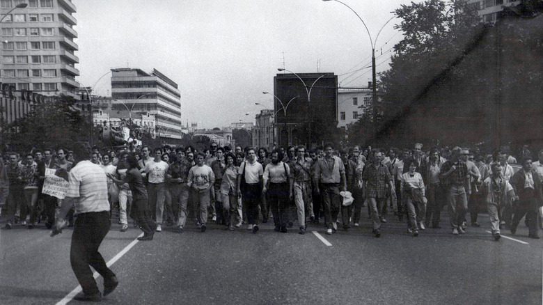 Manifestants russes dans la rue