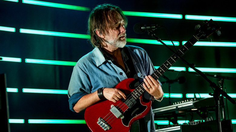 Thom Yorke playing bass onstage